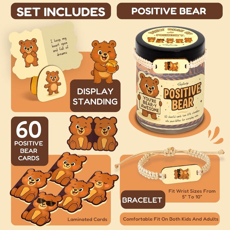 STOFINITY Cute Bear Gifts For Women - High School Graduation Gifts For Boy, Positive Affirmation Cards For Teens Girl, Christmas Gift Baskets Ideas For Friend, Coworkers, Funny Sister Birthday Gift - Image 2